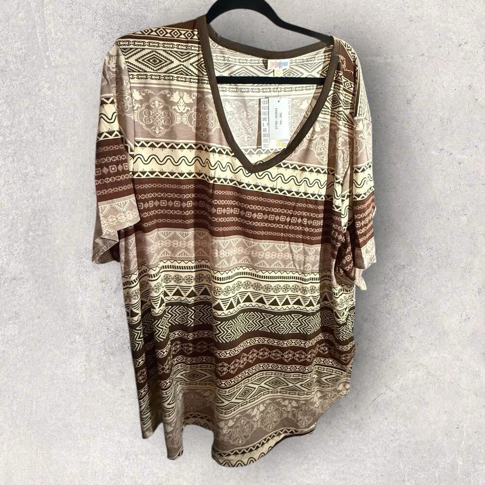 LuLaRoe Iris Size 3XL Solid Pink, Brown, Beige Geometric Print NWT